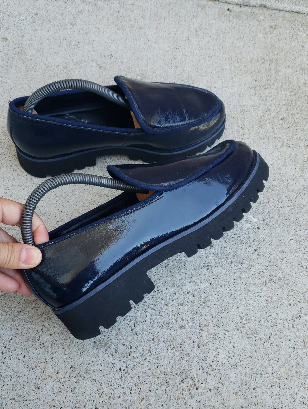 Donald Pliner Eclipse Dark Blue Patent Leather Loafers Shoes Size 6 Old Money - Picture 12 of 16